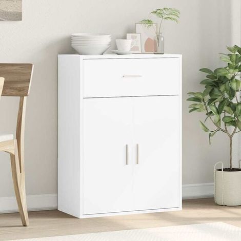 Buffet de Cuisine Blanc 60x30x84 cm, Meuble Rangement Bois d'Ingénierie avec Étagères et Portes, Armoire de Stockage Compacte pour Salle à Manger, Salon ou Entrée (1/5)