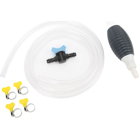 Pompe siphon manuelle à carburant avec tuyau 2m, aspiration universelle pour diesel, essence, eau et liquides. (1/5)