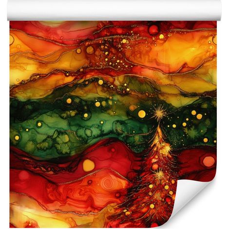 Papier peint encre rouge, orange et or pour salon et chambre 50x1000 (1/5)