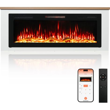 HOMAVO 50'' Elektrischer Kamin, 1000/2000W, 3D-Flamme, App-Steuerung, Timer, Überhitzungsschutz, inklusive Möbel (1/5)