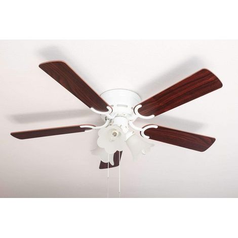 Pepeo Ventilatore a soffitto Kisa Deluxe 105 cm bianco ali palissandro/noce scuro con illuminazione e interruttore a tirare (1/5)