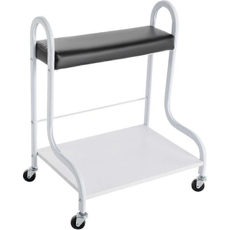 Chariot de spa pour bain de pieds à 2 niveaux capacité de 100 kg repose-pieds pour manucure avec roulettes blanc et noir (1/5)