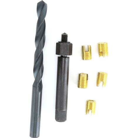 Kit de réparation de filetage M6x1 (12 pièces) avec outil de perçage hélicoïdal autotaraudeur (1/5)