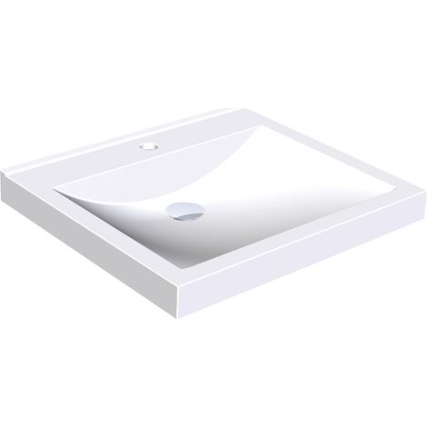 KWC AR Einzelwaschtisch, QUADRO, MIRANIT,  600x125x530 mm, Mulde re-eckig