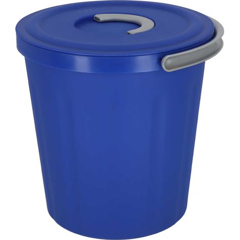 Seau utilitaire KOTARBAU® avec couvercle et poignée, en plastique, bleu marine, 15 L