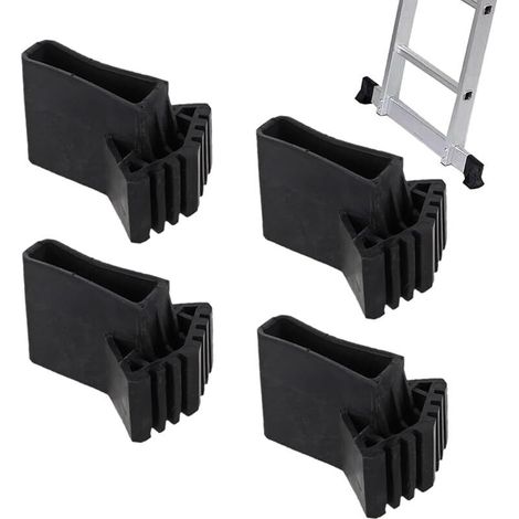 Lot de 4 protections de pieds d'échelle en caoutchouc antidérapant pour escabeau, accessoire universel pour échelle pliable (1/5)