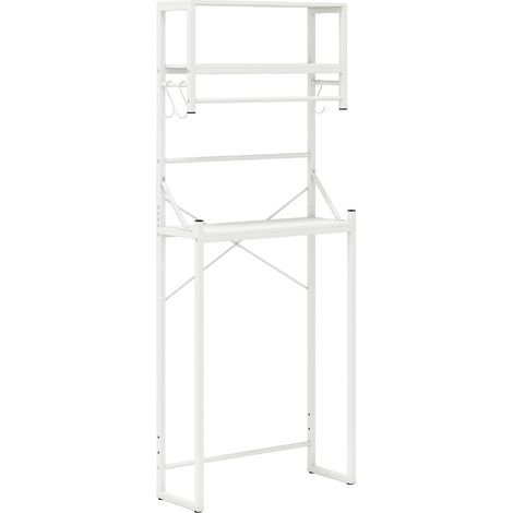 Estantería de baño independiente 64 x 24 x 162 cm con 3 baldas ahorra espacio estilo moderno metal blanco 200018916