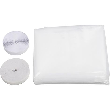 Film isolant pour fenêtres intérieures, adhésif au dos, fixations auto-agrippantes, réutilisable, découpable, transparent et épais pour l'hiver (1/5)