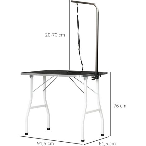 Table de toilettage chien noir, table de coupe animaux avec sangles, hauteur réglable, idéale bain, séchage, tonte à domicile, matériel stable. (1/5)