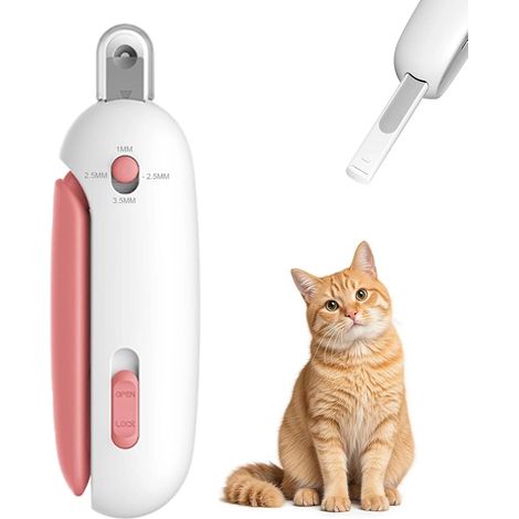Coupe-griffes pour chats avec récupérateur de débris et lime intégrée, coupe-griffes de sécurité réglable pour chats et chatons d'intérieur, outil de soin doux pour le pelage (1/5)