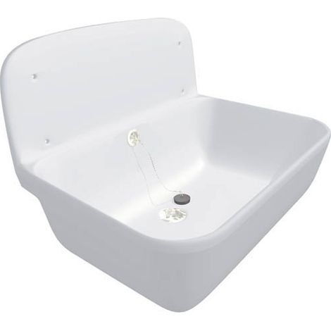 Nicoll – Poste d'eau mural POSTOB – Polypropylène blanc – Fixation murale – Longueur 495mm – Largeur 345mm – Hauteur 220-395mm