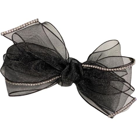 Black Organza Bow Hair Clip, Chic Hair Clip for Hairstyling (1/5)