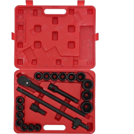 Jeu de 21 douilles impact profondes 6 pans 3/4 à 2 pouces, acier chrome vanadium haute résistance pour véhicule (1/5)