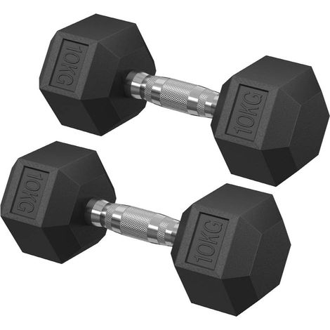 Set di manubri composto da 2 manubri esagonali da 20 kg adatti per allenamento bodybuilding e sollevamento pesi a casa o in palestra. 120005408