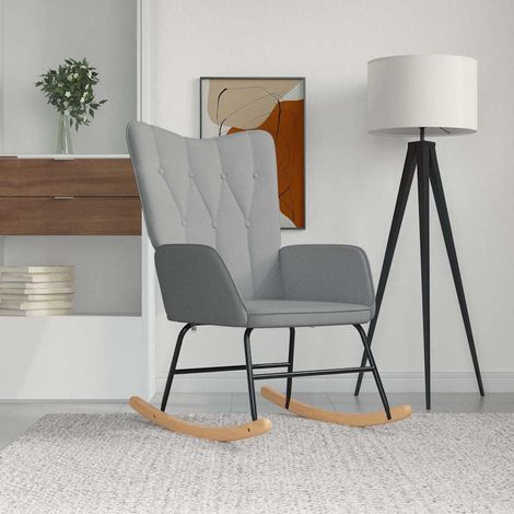 vidaXL Silla mecedora de tela gris claro (1/5)
