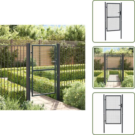 Puerta de jardín 100 x 150 cm - vidaXL Puerta de jardín de malla acero galvanizado 100 x 150 cm gris -