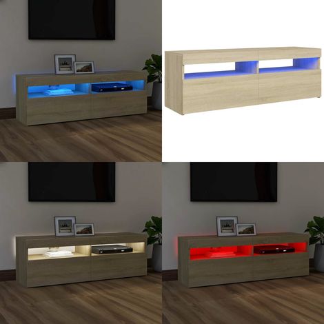 Meuble TV avec lumières LED chêne sonoma 120x35x40 cm - Meuble Tv - Meuble Téléviseur - Armoire Tv - Télévision Murale - Support Tv - Home & Living (1/5)