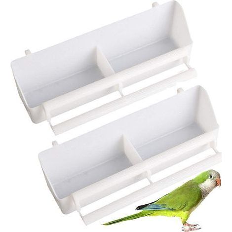 Mangeoire double pour oiseaux - 2 pièces en plastique blanc (1/5)