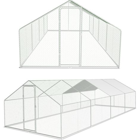 Freilaufgehege – Hühnerstall aus Metall begehbar, Tür & Riegel – Freigehege für Hühner, Kleintiere & Pflanzen - 3x8x2m mit 24 m² Lauffläche (1/5)