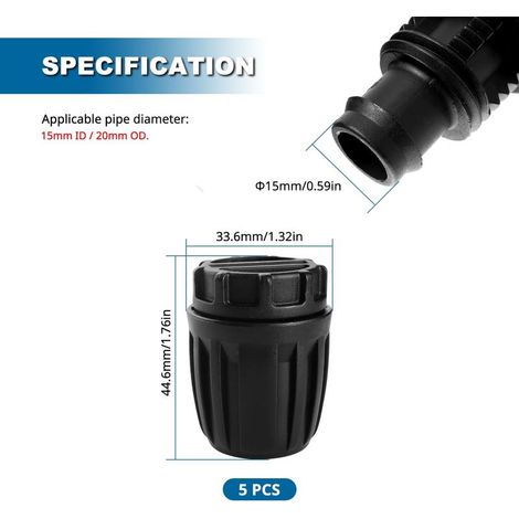 5-teiliges Set Tropfbewässerungs-Fittings für 20-mm-Schläuche, Tropfbewässerungs-Adapterstopfen, gerade Bewässerungs-Fittings, Bewässerungsschlauchverbinder (1/5)