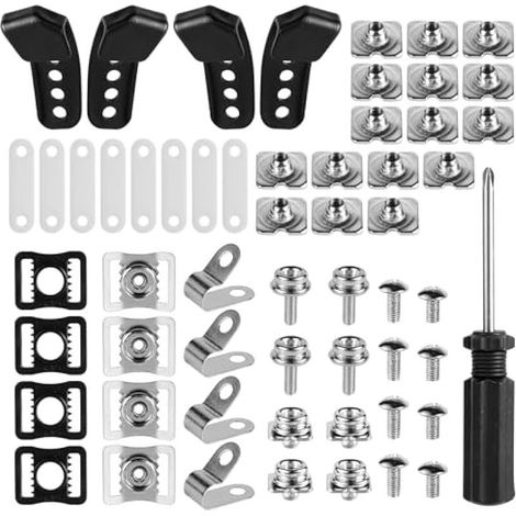 61-teiliges Reparaturset für Footballhelme, inklusive Visierclips (R- und J-Form), Kinnriemenadapter, Helmschnalle, Schraubensatz, Dichtung und Schraubendreher. Ersatzteile für Hockey, Rugby usw. (1/5)