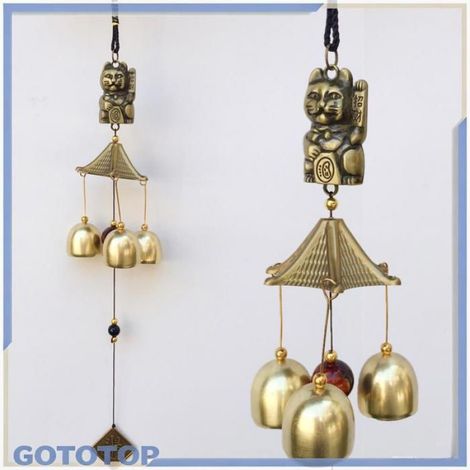 Vent en métal, cloche en alliage de cuivre de Style rétro au son doux avec un Design classique, pour la décoration de jardin de (1/4)
