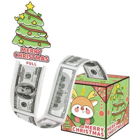 Boîte à tirer de l'argent avec film plastique (thème de Noël) : renne, sapin de Noël, cadeau surprise - Cadeau (1/5)