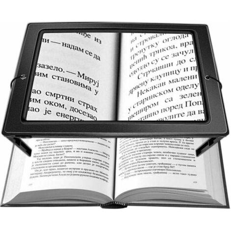 Green Mobility-Loupe de lecture A4 3X avec 4 LED, loupe rectangulaire éclairée pleine page pour livres, couture et bijoux (1/4)