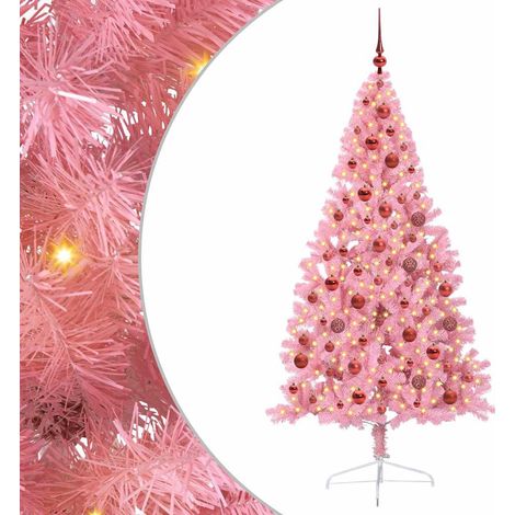 Albero di Natale artificiale con luci integrate Rosa 180 cm PVC vidaXL