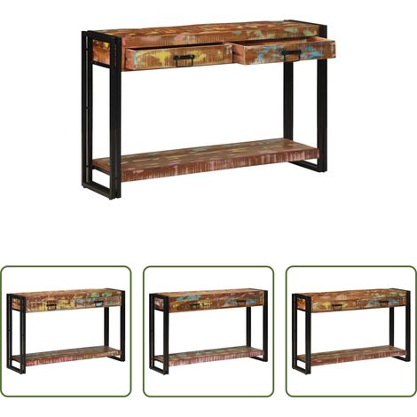 Schubladen -  Konsolentisch mit Regal Mehrfarbig Massives upgecyceltes Holz (1/5)