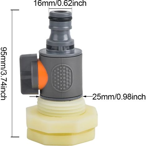 (F-Chine continentale) Kit de raccord de cloison pour récupérateur d'eau de pluie 3/4 pouce, vanne en PVC avec adaptateur de tuyau, kit pour aquariums, réservoirs d'eau et piscines (1/5)