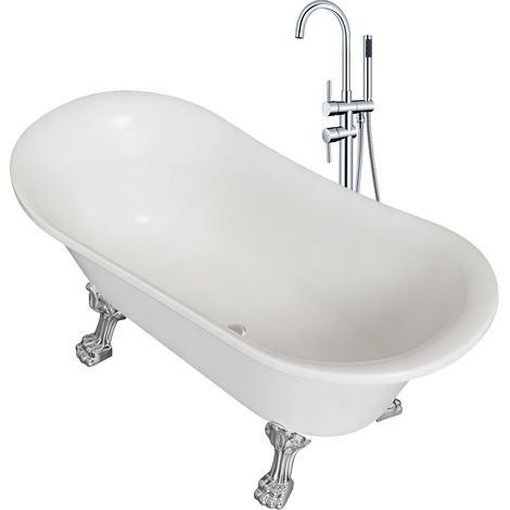 Vasca da Bagno Freestanding Vintage Epoca 170x75cm Rosa piedi argento+Rubinetto (1/4)
