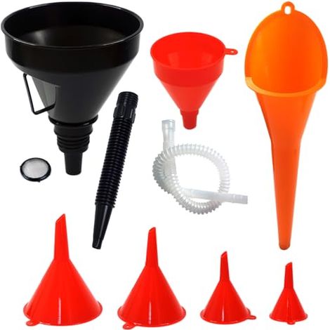 7 Pièces Entonnoir Carburant, Huile Moteur, Essence, avec Tuyau et Bec Amovibles, pour Voiture, Moto Maison - (1/5)