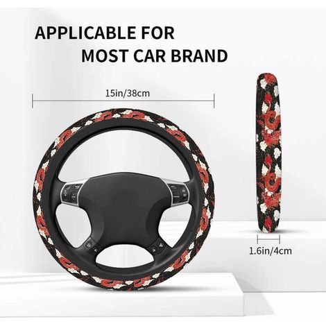 Funda para volante con diseño de dragón chino y nubes, roja/blanca, apta para la mayoría de coches, camiones y todoterrenos.