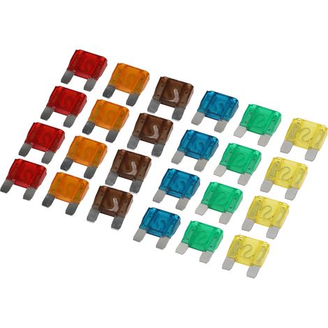 Lot de 24 fusibles auto 20A 30A 40A 50A 60A 70A en alliage de zinc avec boîtier de rangement (1/5)