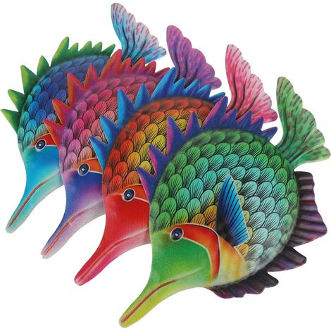 Décoration Murale Poisson en Fer, Lot de 4, Art Mural (1/5)
