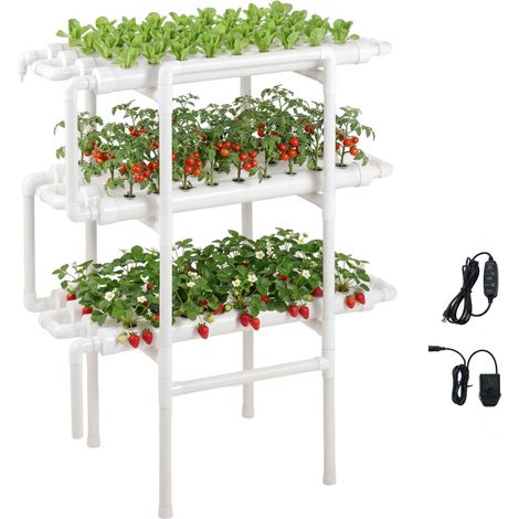 Kit Hydroponique 3 Niveaux 108 Plants, Tuyaux UPVC Épais, Irrigation Programmée, Jardin Intérieur pour Légumes et Herbes (1/5)