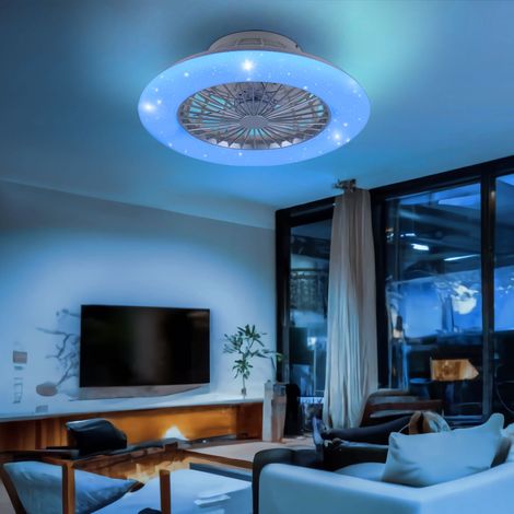 Deckenventilator mit Beleuchtung und Fernbedienung leise Deckenleuchte mit Ventilator und RGB Farbwechsler, Dimmbar CCT Nachtlicht Timer, 30 Watt LED 2200lm 3000-6500K, D 50 cm