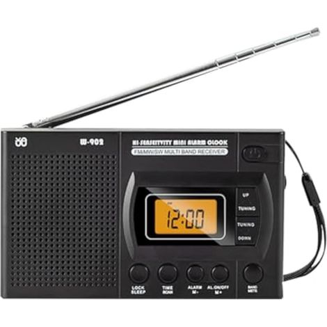 Mini Radio LCD Alimentée par Batterie, Haut-Parleur Radio AM FM de Poche Portable avec Antenne Télescopique pour Les Personnes Âgées, Marche, Sport A (1/5)