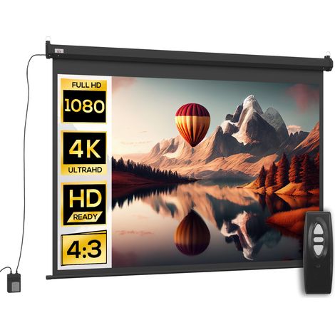 Écran vidéoprojecteur motorisé 84 pouces 4:3 4K HD télécommande