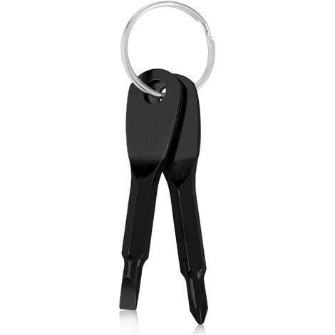 Tournevis Multifonction Porte-clés - 2 Pièces Ensemble Portable Tête Plate Cruciforme, Mini Tournevis pour Homme (Noir) (1/4)