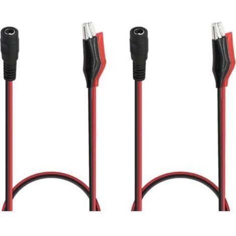 Lot de 2 câbles d'alimentation CC femelle vers pince crocodile 50 cm/19,7 pouces 2,1 mm x 5,5 mm Câble d'alimentation 12 V CC femelle vers pince crocodile