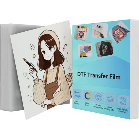 Pellicola transfer DTF, formato A4, finitura opaca fronte-retro, trattamento antistatico, compatibile con stampanti a getto d'inchiostro, accetta diversi inchiostri (1/5)