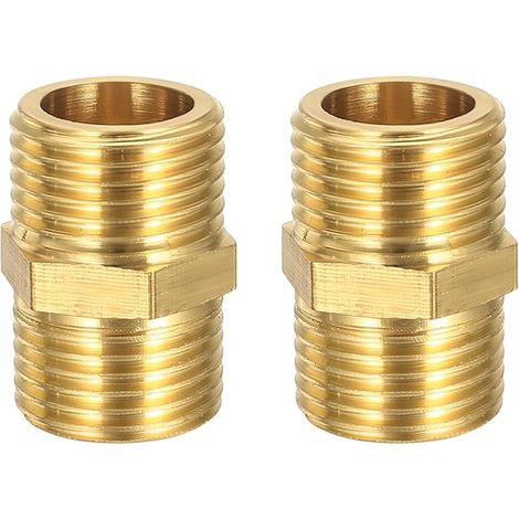 doubles 1/2" en laiton - Filetage extérieur - Double mamelon G1/2" - Raccord fileté 1/2" - En laiton - Pour chauffage et système d'eau potable (1/4)