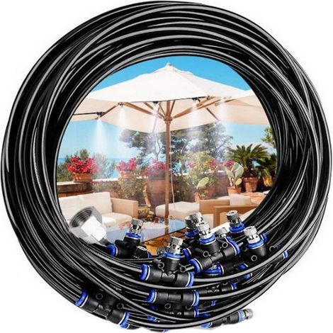 Systeme De Nebulisation Pour Exterieur - 20 M De Tuyau Pe UV - 20 Pulverisateurs Detachables - Pour Jardin Serre Terrasse Piscine - Lot De 1