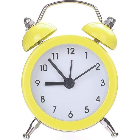 50mm Mini Réveil Cloche Réveil Analogique Horloge de Bureau Chambre À Coucher--jaune