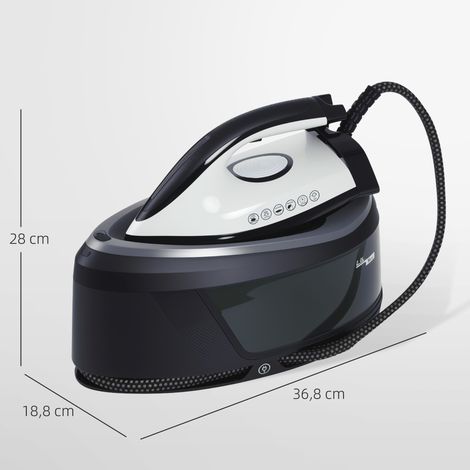 Station de repassage vapeur 2800 W, 100 g/min, fonction ECO, semelle céramique double couche, anticalcaire, réservoir amovible 2 L, bleu