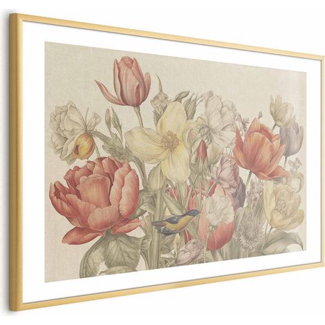 Poster – Blumenstrauß auf cremefarbenem Hintergrund (1/4)