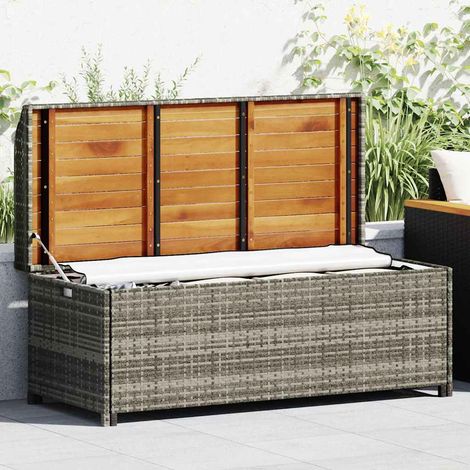 vidaXL Banc de rangement de jardin 120 cm Résine tressée Gris (1/5)
