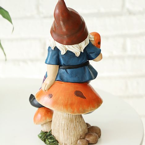 Gnomo de jardín de resina [Fischer], pieza única, 19 x 11 x 8 cm, pintado a mano, resistente a la intemperie. (1/5)